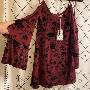 Merlot Off the Shoulder Dress